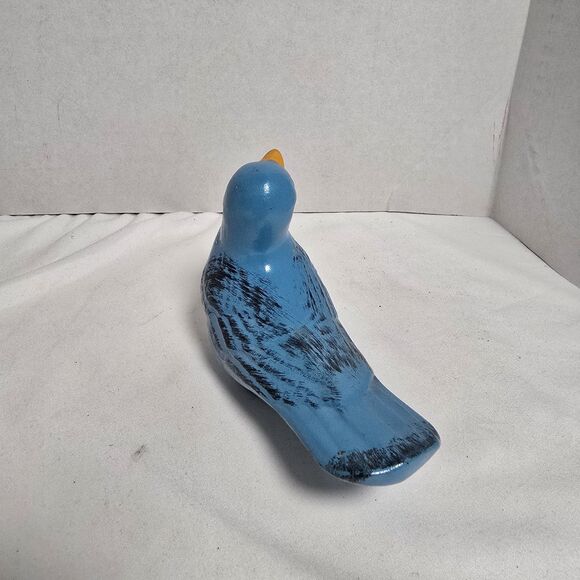 Roseville Ohio L&H Pottery Blue Bird Bath Clip On 1960s MCM Vintage INCOMPLETE - Picture 4 of 10